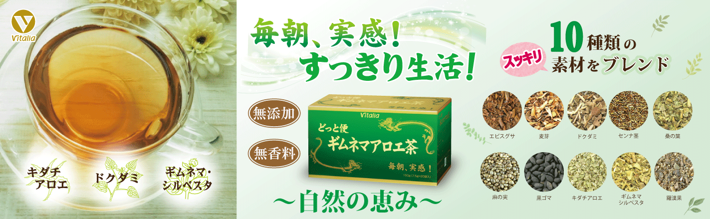 どっと便ギムネマアロエ茶/毎朝実感!すっきり生活!10種類の自然の恵みをブレンドしたやさしいお茶